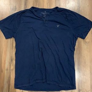Navy American Eagle Henley Tee